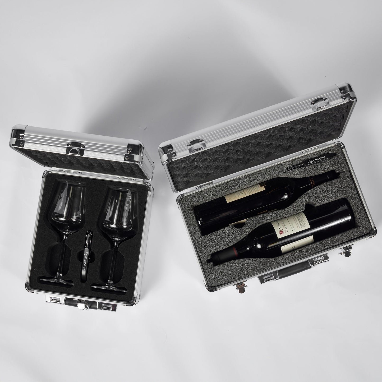 VinBottle and VinGlass Case Bundle - Carry Cases for Two Wine Bottles and Two Wine Glasses