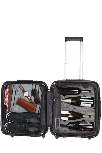 Petite Black 8-Bottle Wine Suitcase